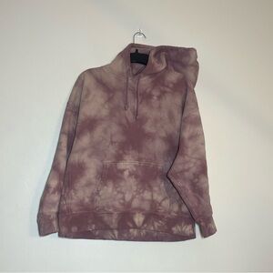 Aritzia TNA Cozy Fleece Purple Pink Tie Dye Boyfriend Hoodie Sweatshirt